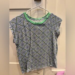 We The Free Green and Blue cap sleeve tee